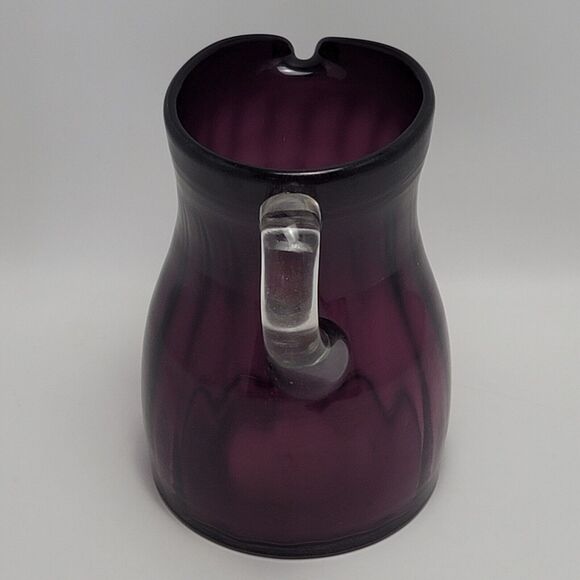 Amethyst Glass Pitcher Purple Lemonade Water JugWith Clear Handle - Picture 4 of 15